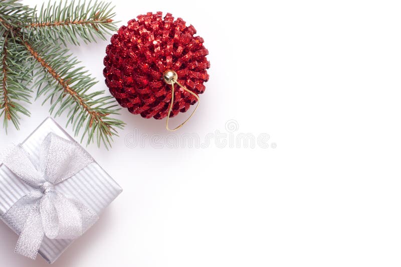 Gift box and xmas ball