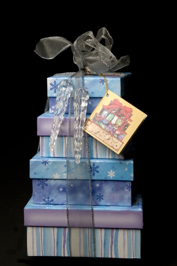 Gift boxes beautifully wrapped and stacked with ribbons and bow and crystals. Wedding cone stock images, royalty-free photos and pictures