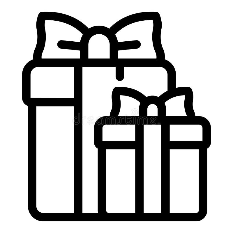 Gift boxes with bows line icon royalty free illustration
