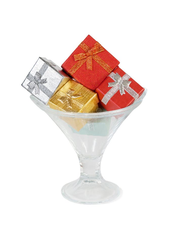 Gift Boxes Ice Cream Glass Bowl White Background Stock Photos Free