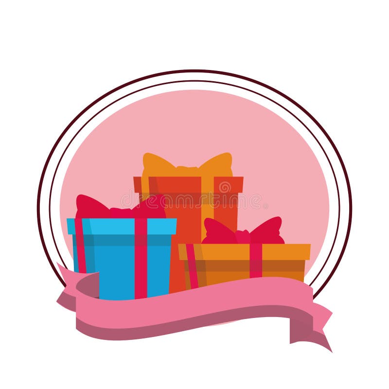 Gift Boxes Icons Round Icon Stock Vector Illustration of object
