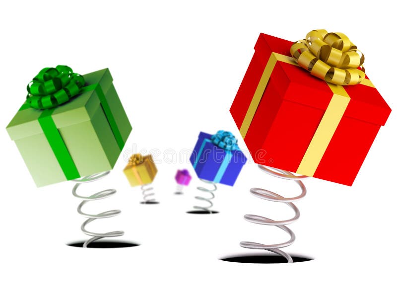 Gift boxes jumping on springs