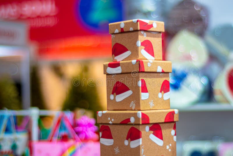 Gift Boxes Stand One on One from Large To Small Stock Image Image of