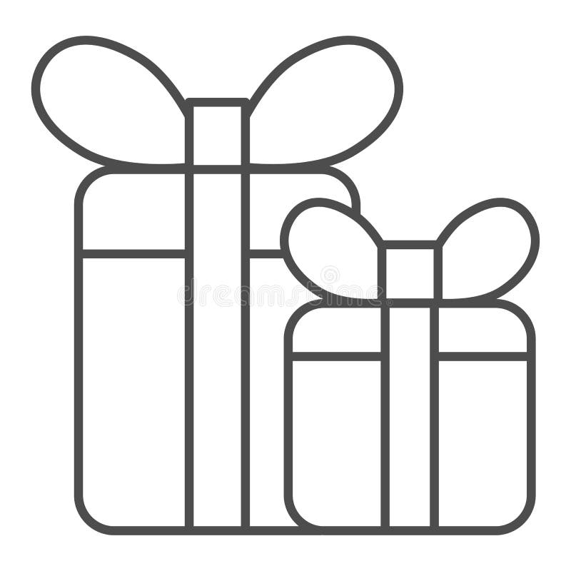 Download Gift Boxes Thin Line Icon. Two Presents With Bow Vector ...