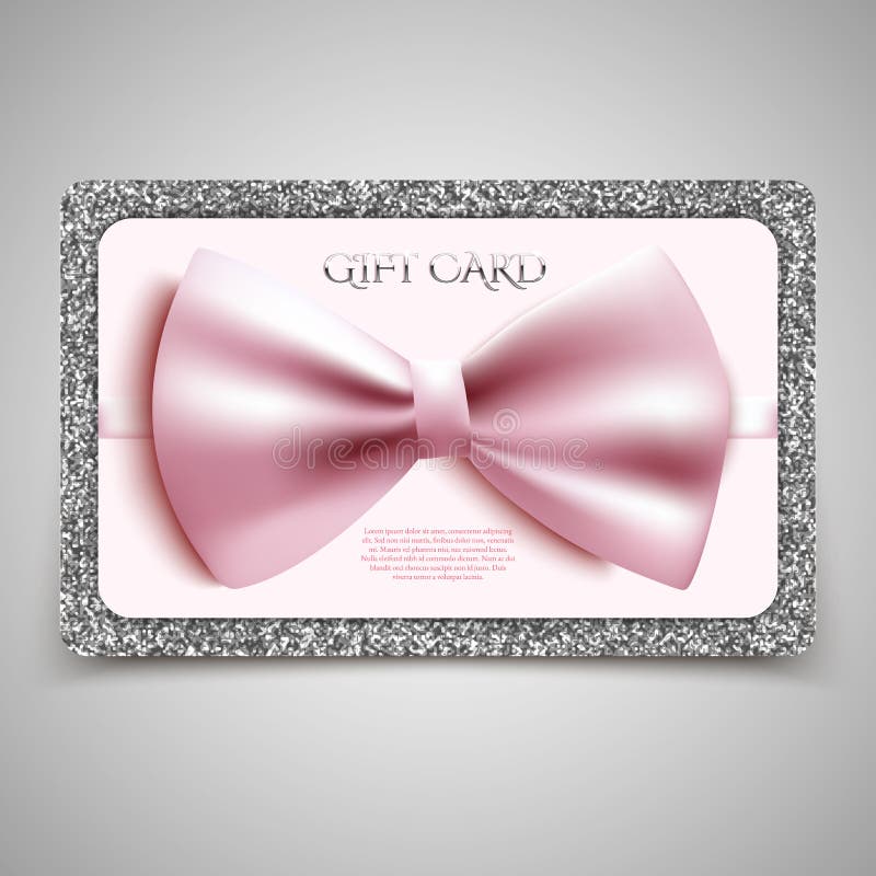 Gift card with bow and silver glitter