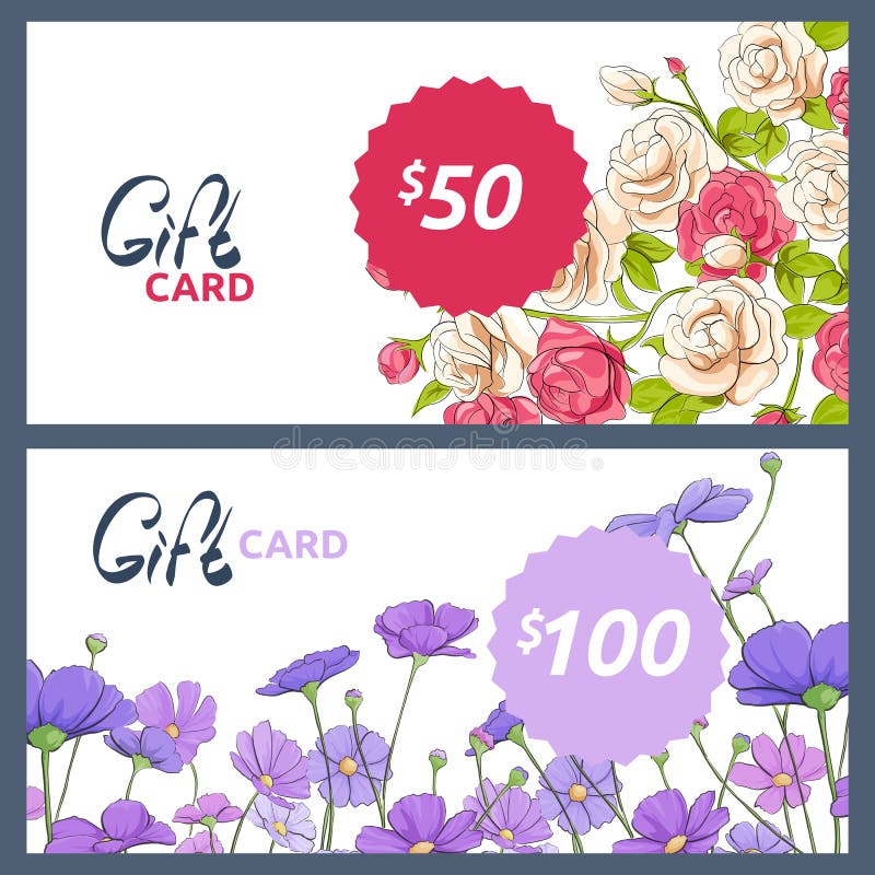 Gift Card With Roses Flowers Stock Vector Illustration of bridal, flower 31079888