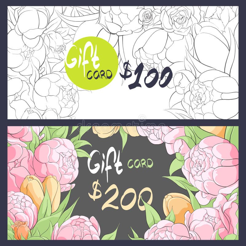 Gift Card with Delicate Flowers Stock Vector Illustration of congratulations, foliage 78958489