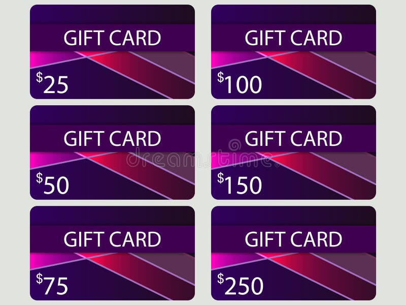 Gift Card Set. Material Design Style with Gradient. Layers of Cut Paper