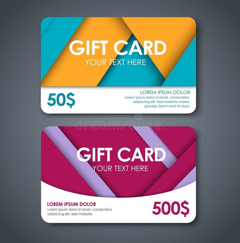 Gift Cards in Style of Material Design Stock Vector Illustration of