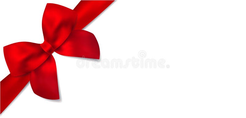 Color cute bow. Gift and birthday decorative red ribbon. Vector