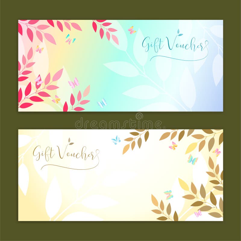 Gift Certificate, Voucher, Coupon Template in Nature Theme Stock Vector