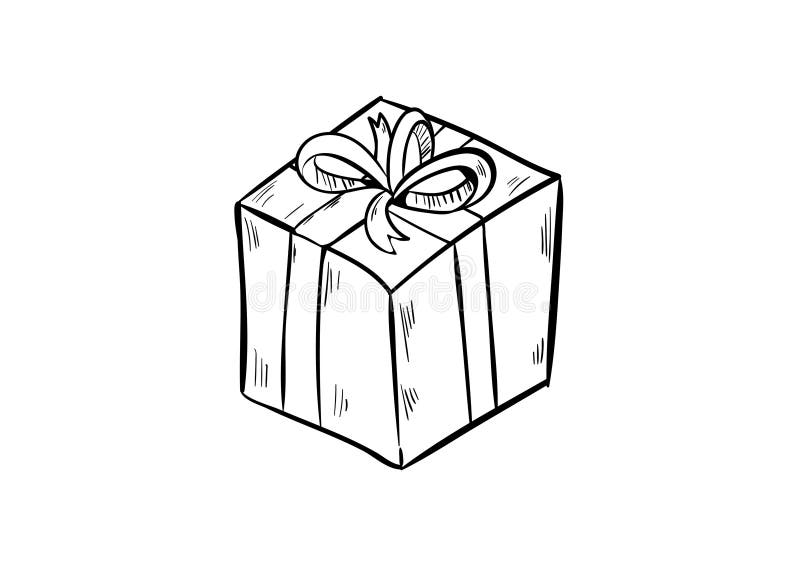 Gift Doodle Icon Vector Hand Draw Stock Illustration