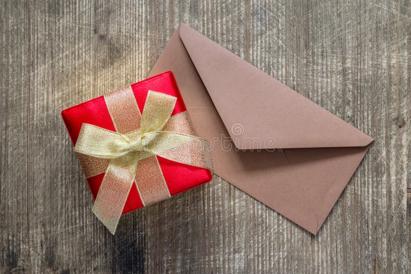 Gift and Envelope on the Table Stock Photo Image of birthday