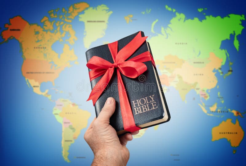The gift of the Holy Bible to mankind stock photos The gift of the Holy Bible to mankind stock photos