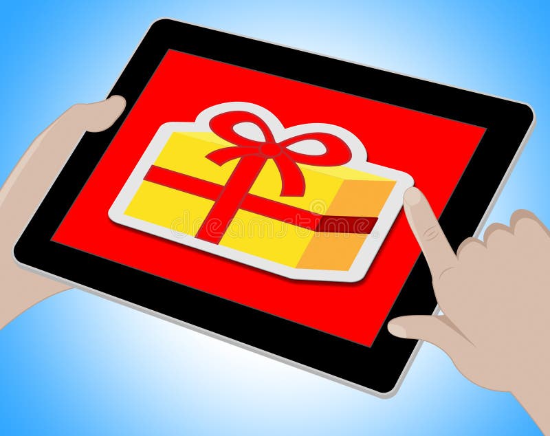 Gift Online Shows Computing Giving and Surprises Stock Illustration
