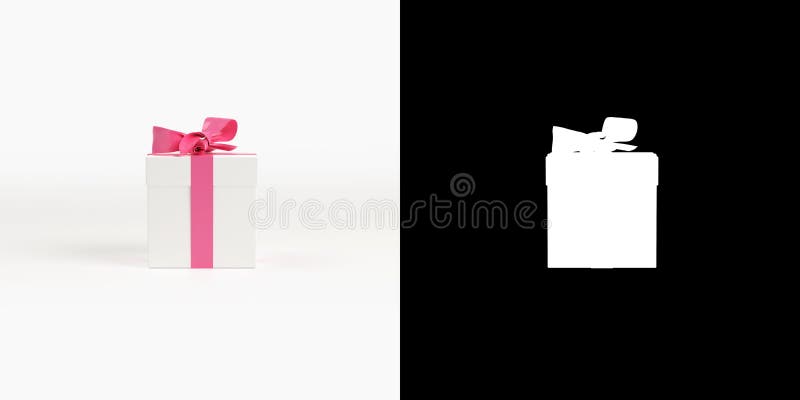 Gift with Pink Ribbon. Isolated on White Background Present in Christmas Box.  Layer Mask Alpha Chanel Included Stock Illustration - Illustration of pink,  layer: 197220323