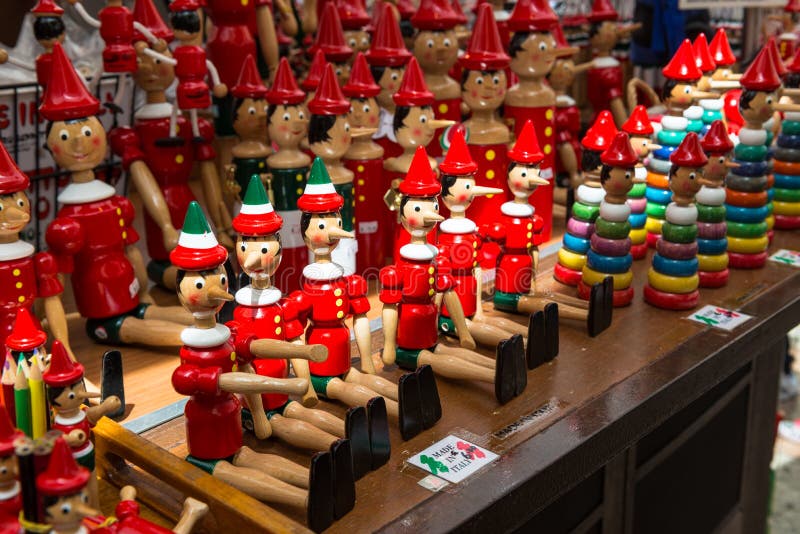 Gift Pinocchio on market in Verona. Italy. Little marionette stock images, royalty-free photos and pictures