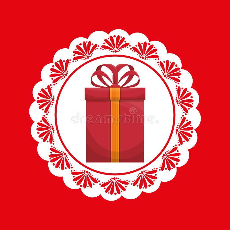 Gift present box ribbon stock illustration. Illustration of element