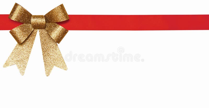 Gift red ribbon and gold bow