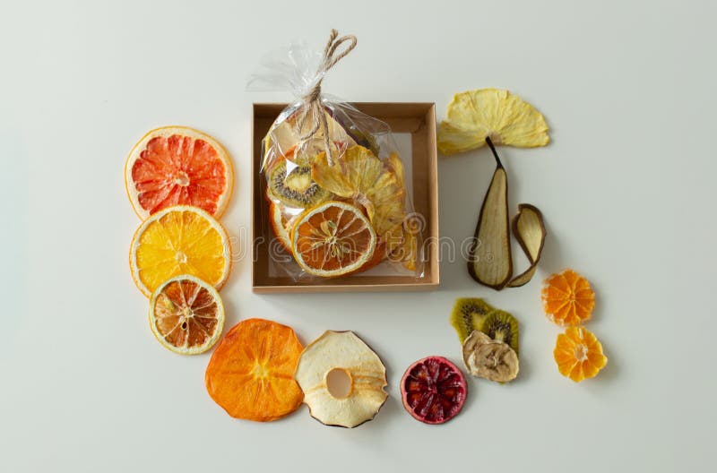 Gift Set of Various Fruits Candied Fruits. Dessert is a Gift Stock