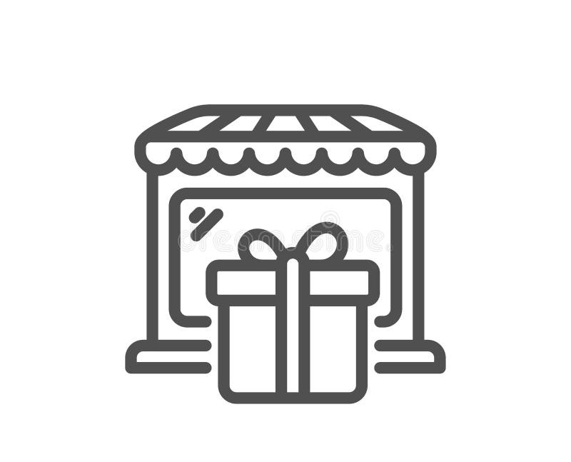 Gift Shop Line Icon Souvenirs Market Sign Vector Stock Vector Illustration Of Icon Marketplace