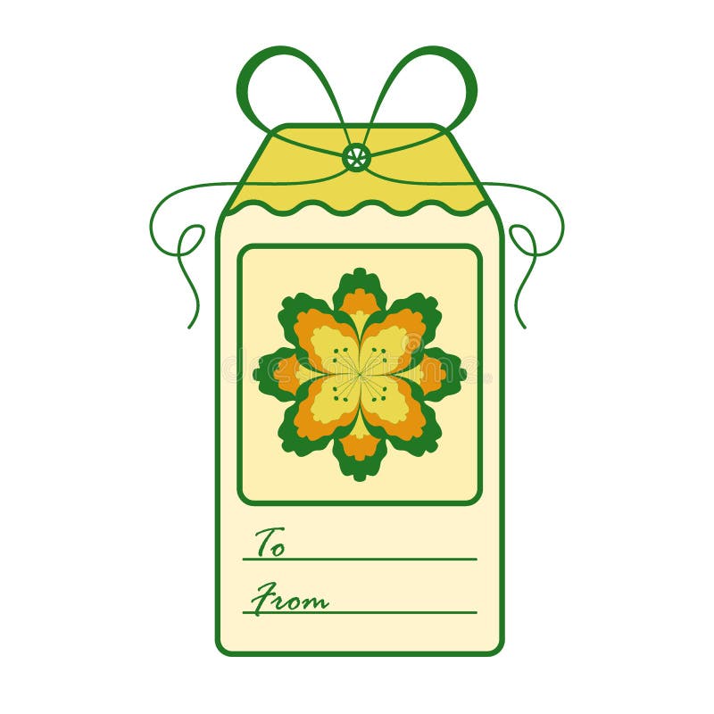 Gift tag with flower and ribbon. Sale and shopping concept. vector illustration Gift tag with flower and ribbon. Sale and shopping concept. vector illustration