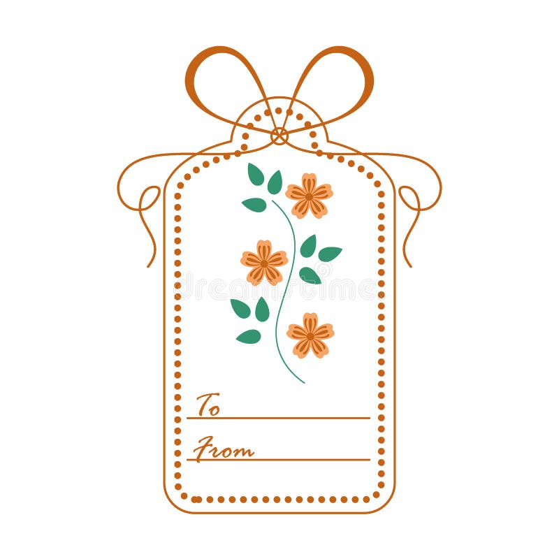 Gift tag with leaves and flowers and ribbon. Sale and shopping c vector illustration Gift tag with leaves and flowers and ribbon. Sale and shopping c vector illustration