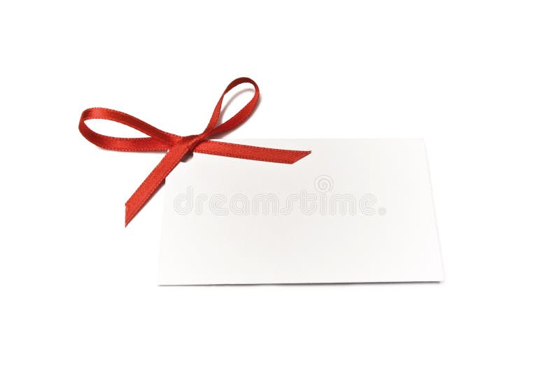 Gift tag with red ribbon royalty free stock image