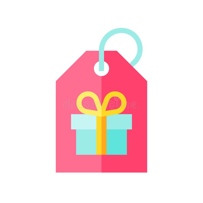 Gift Tag Vector Illustration, Flat Style Icon Stock Vector Illustration of package, birthday