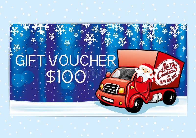 Gift voucher with Santa Claus. stock illustration