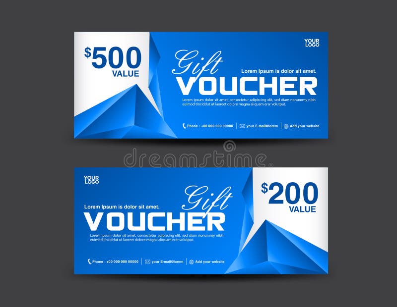 Gift Voucher template, coupon design, Blue Gift certificate