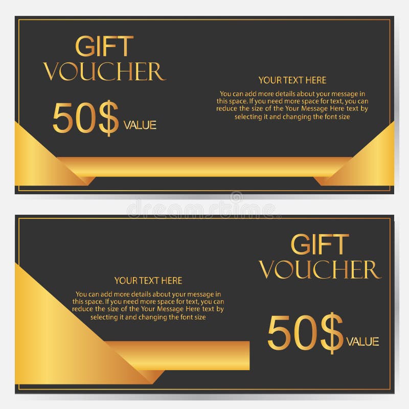 HD Black & Gold Gift Card Voucher Coupon Template PNG