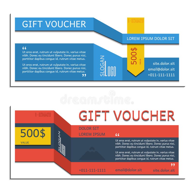 Gift Voucher Vector Coupon Template for Company Corporate Style Stock