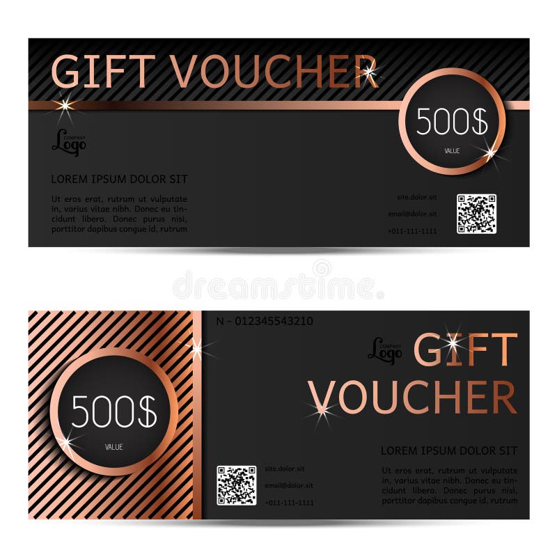 Gift Voucher Vector Coupon Template for Company Corporate Style Stock