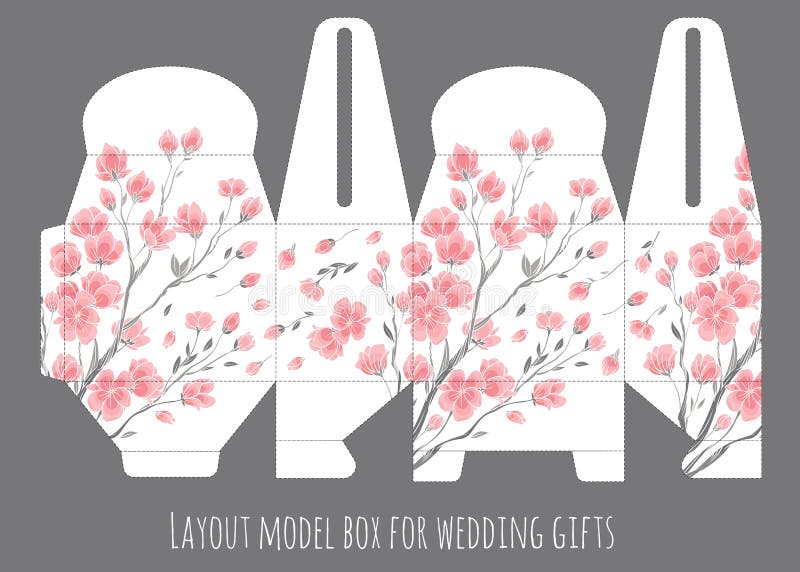 Gift wedding favor box template with nature pattern