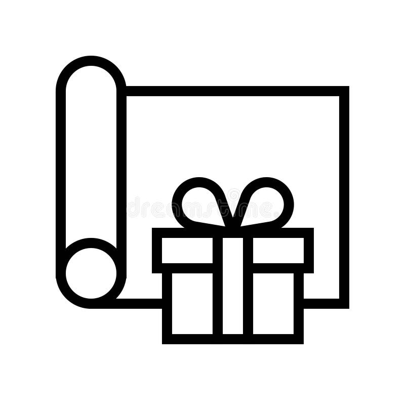 Gift Wrapping Vector Illustration, Line Style Icon Stock Vector