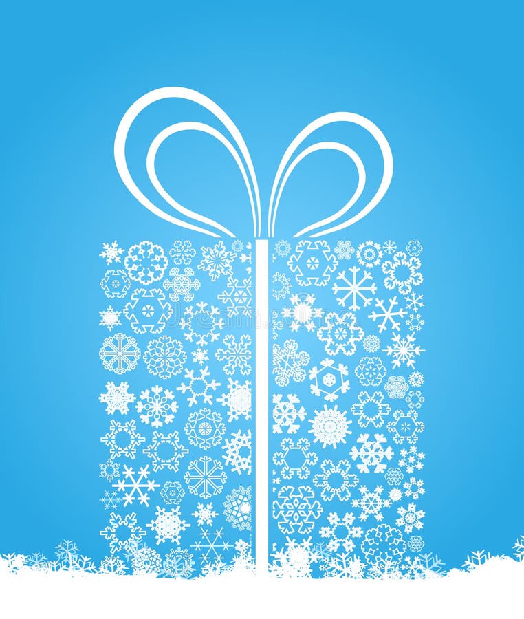 Gift from snowflakes on a dark blue background. A vector illustration. Gift from snowflakes on a dark blue background. A vector illustration