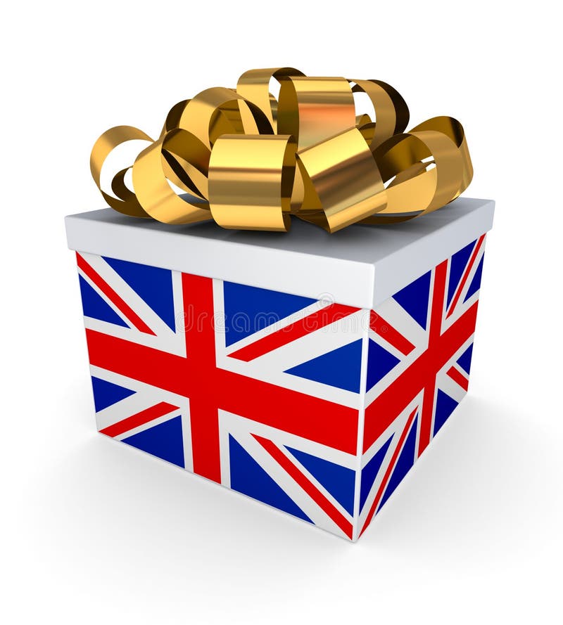 Giftbox with a British Flag. Stock Illustration Illustration of