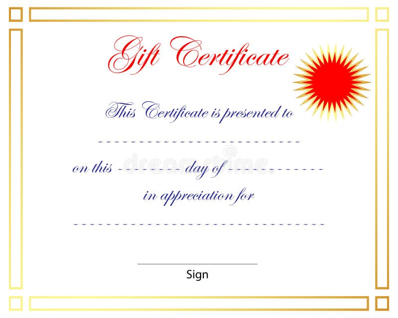 Giftcertificaat stock illustratie Giftcertificaat stock illustratie