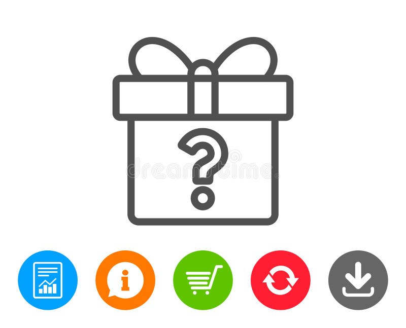 Giftdoos met het pictogram van de Vraagtekenlijn Heden royalty-vrije illustratie Giftdoos met het pictogram van de Vraagtekenlijn Heden royalty-vrije illustratie