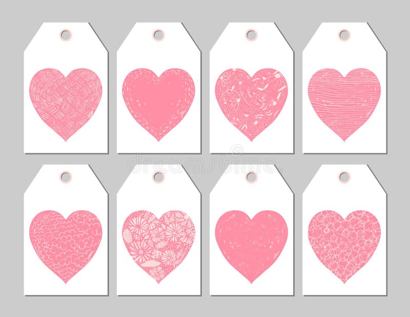 Giftmarkeringen met roze harten royalty-vrije illustratie Giftmarkeringen met roze harten royalty-vrije illustratie