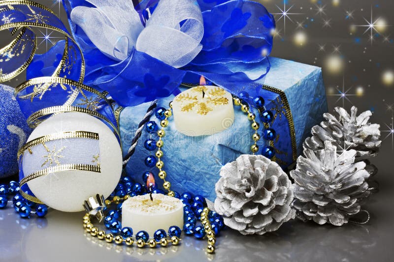 Gifts and Christmas Decorations Stock Image Image of blue, gift 17104925