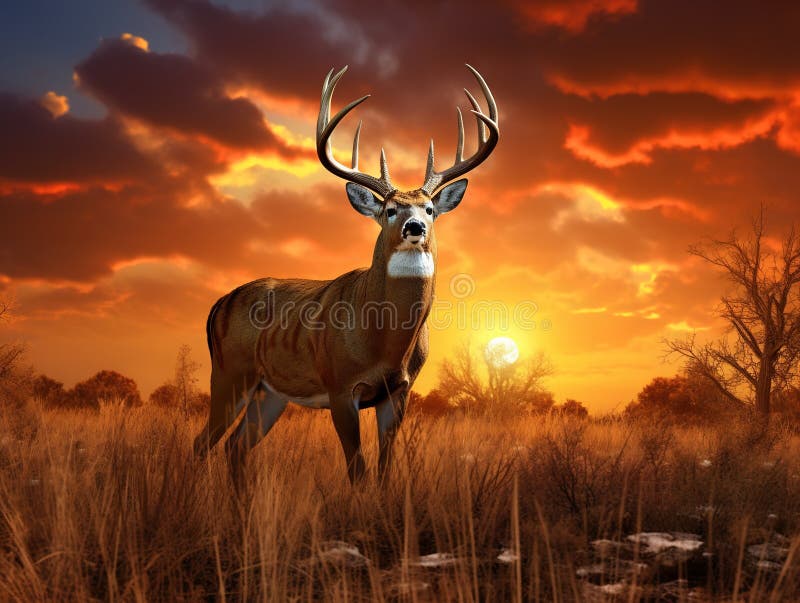 Whitetail Deer Buck Sunset Stock Illustrations – 17 Whitetail Deer