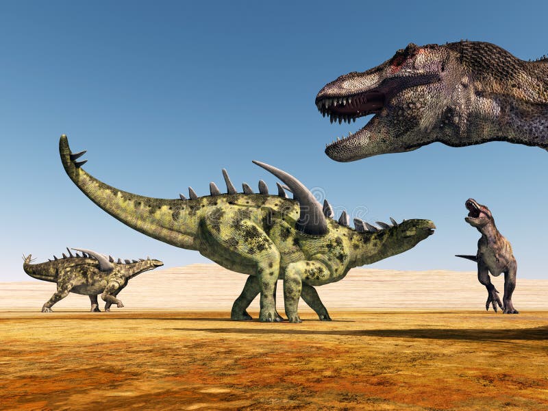 Gigantspinosaurus и тиранозавр Rex иллюстрация штока Gigantspinosaurus и тиранозавр Rex иллюстрация штока