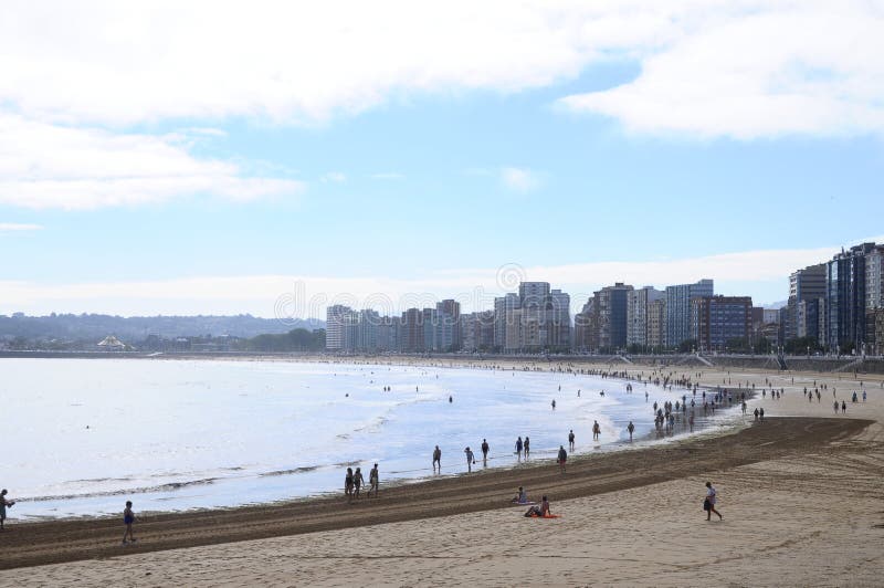 Landscape of city of Gijon and beach in North Spain. Landscape of city of Gijon and beach in North Spain