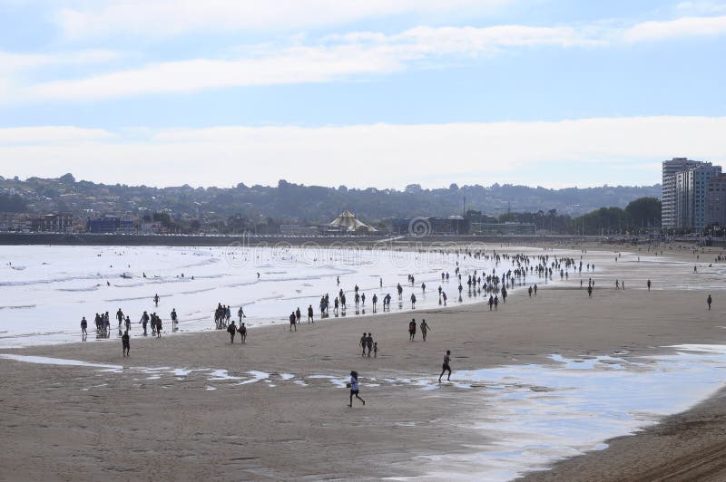 Landscape of city of Gijon and beach in North Spain. Landscape of city of Gijon and beach in North Spain