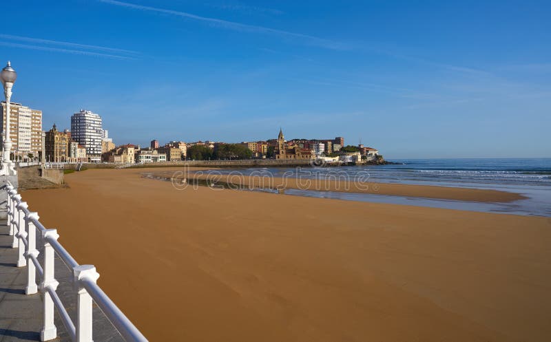 Gijon playa San Lorenzo beach in Asturias Spain