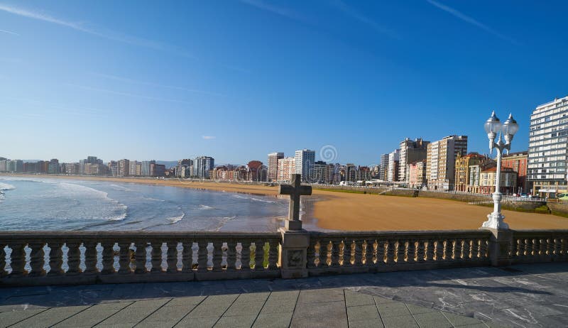 Gijon playa San Lorenzo beach in Asturias Spain