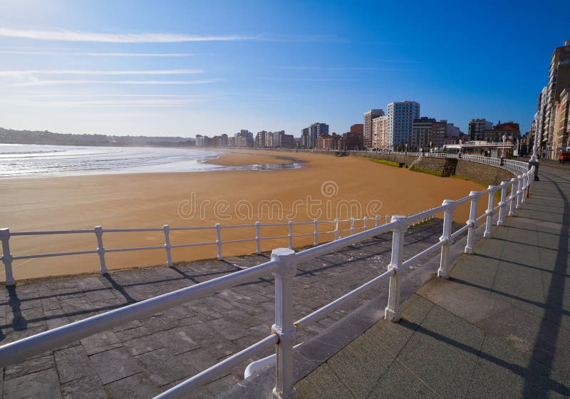 Gijon playa San Lorenzo beach in Asturias Spain