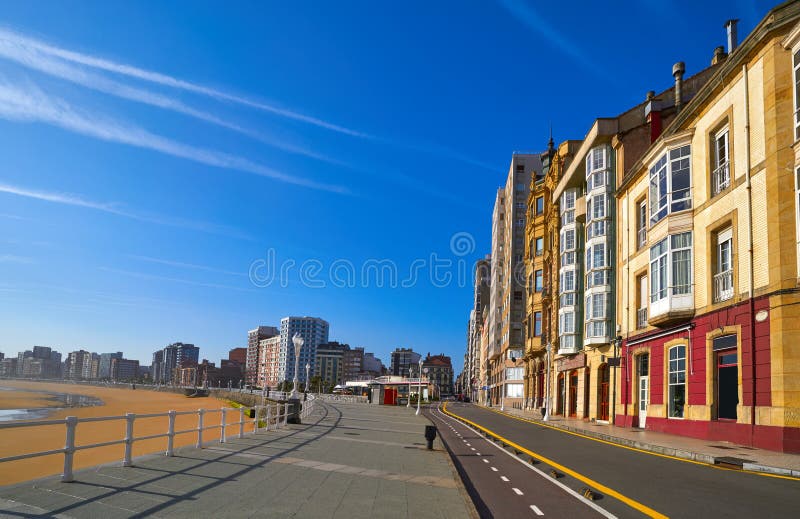 Gijon playa San Lorenzo beach in Asturias Spain